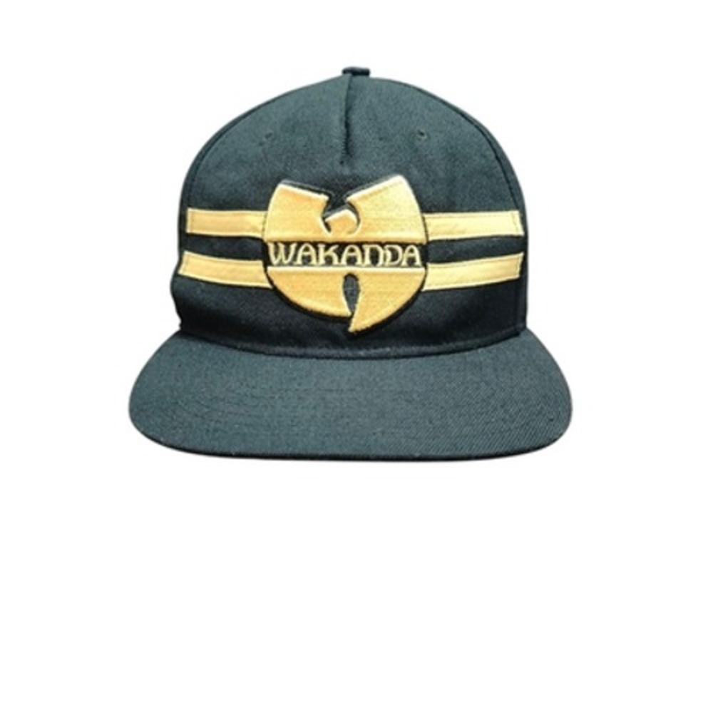 Rare Marvel Wu-Tang Wakanda Hat Cap Snap Back Black Gold Embroidered One Size